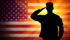 soldier saluting flag